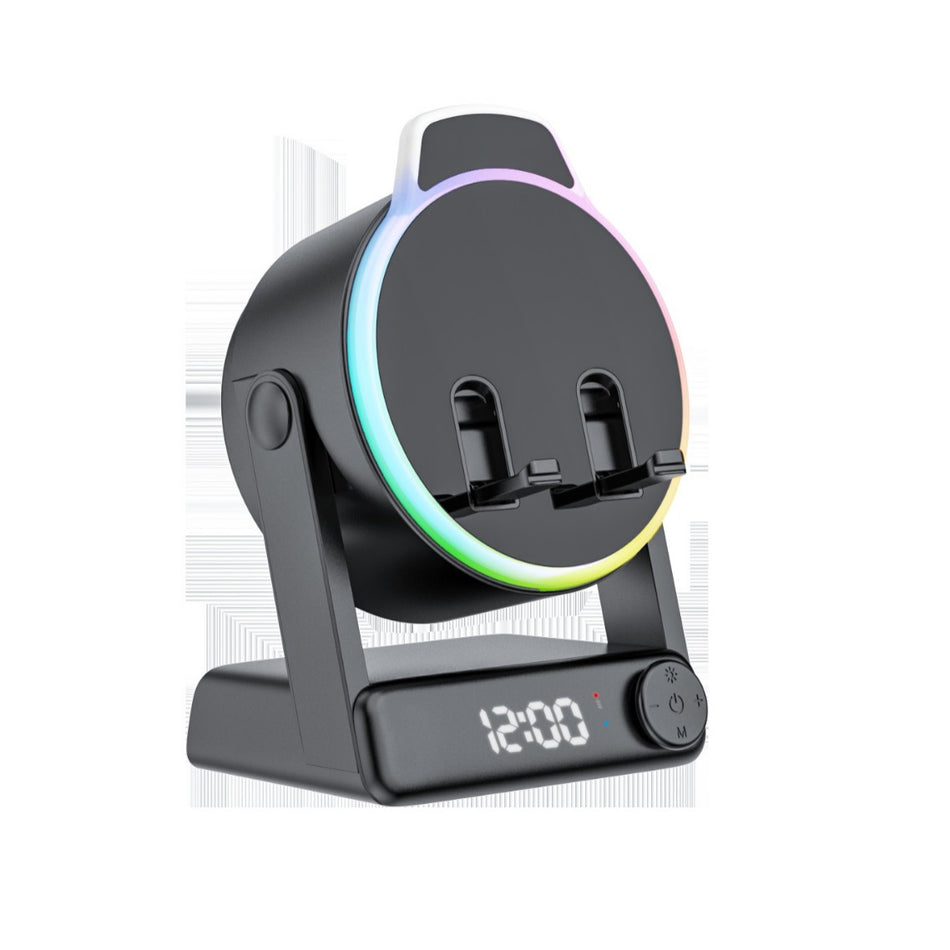 Wireless Bluetooth Speaker with Phone Stand, RGB Light and Clock