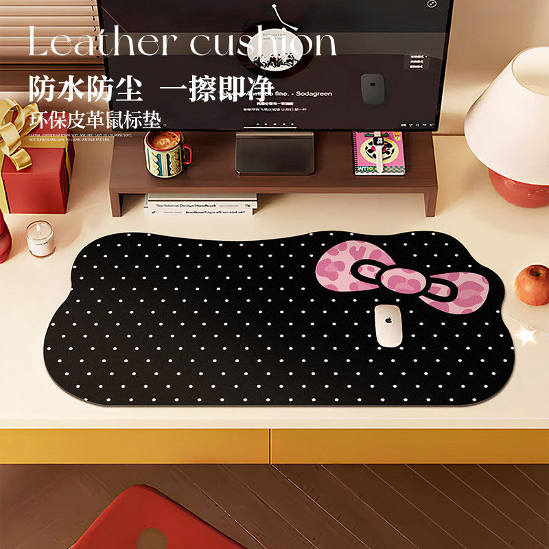 Cute Alien Cartoon Leather Desk Mat Extra Large Waterproof Pad