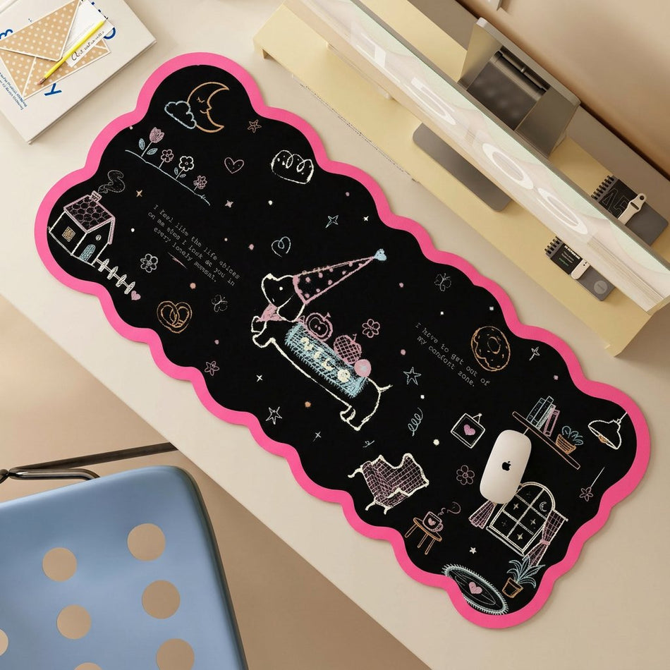 Cute Dachshund Cartoon Oversized Mouse Pad Non-Slip Keyboard Mat