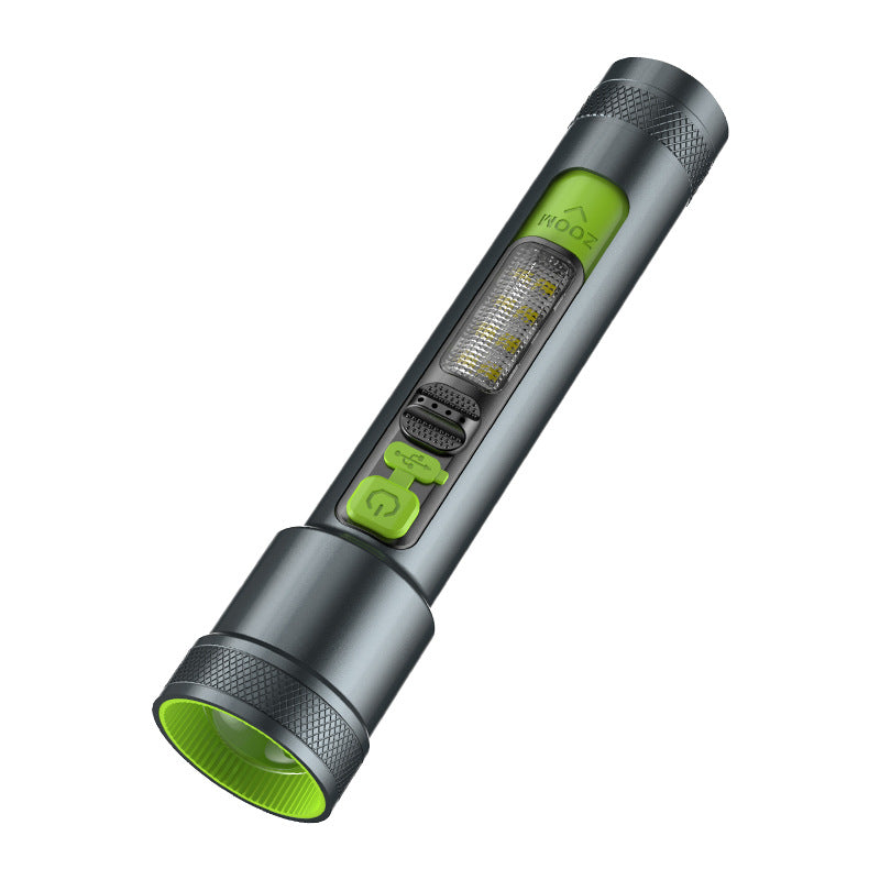 Aluminum Zoom Laser Flashlight with Dual COB Side Light