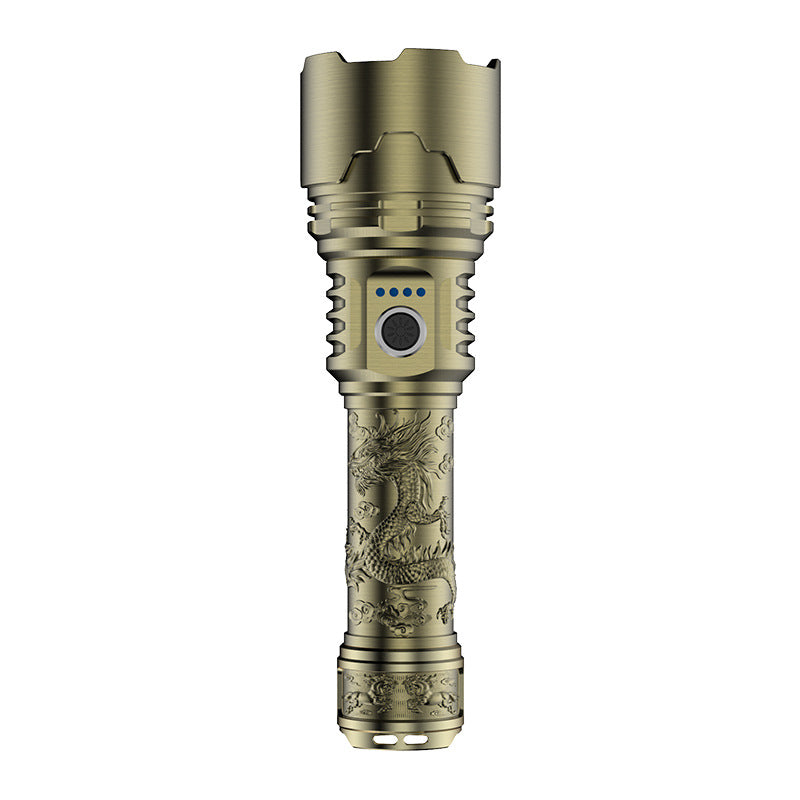 Dragon Pattern Zinc Alloy Rechargeable Laser Flashlight with Zoom