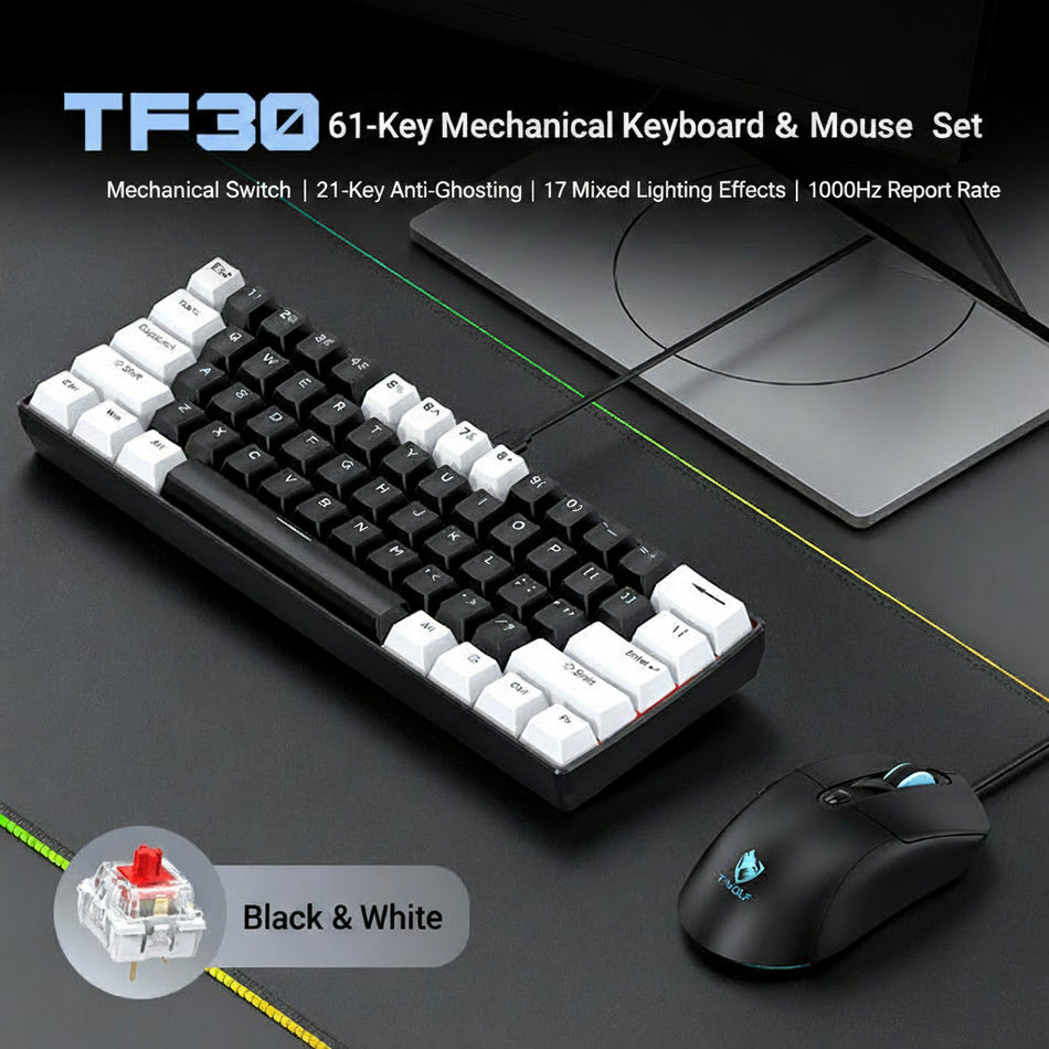 T-WOLF TF630 61-Key Mechanical Gaming Keyboard and Mouse Set