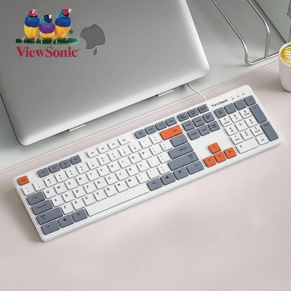ViewSonic KU302 Chocolate Wired Keyboard with Three-Color Keys