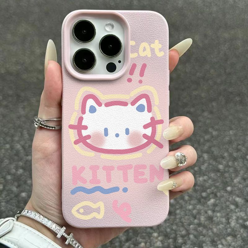 Cute Graffiti Cat Cartoon iPhone Case Drop Resistant