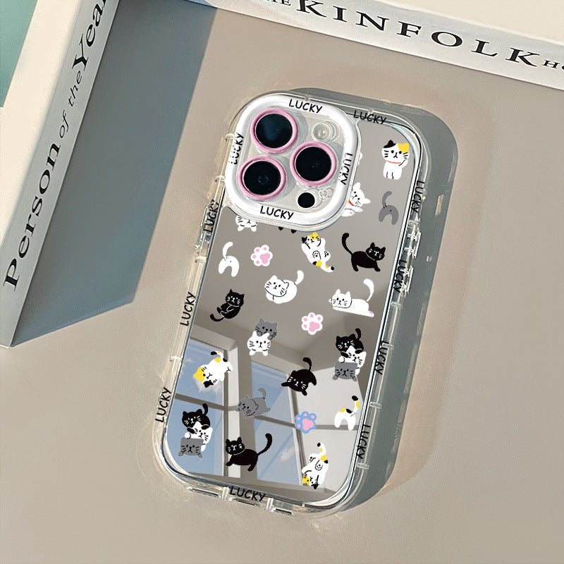 Cute Cartoon Kitten Mirror Silicone iPhone Case