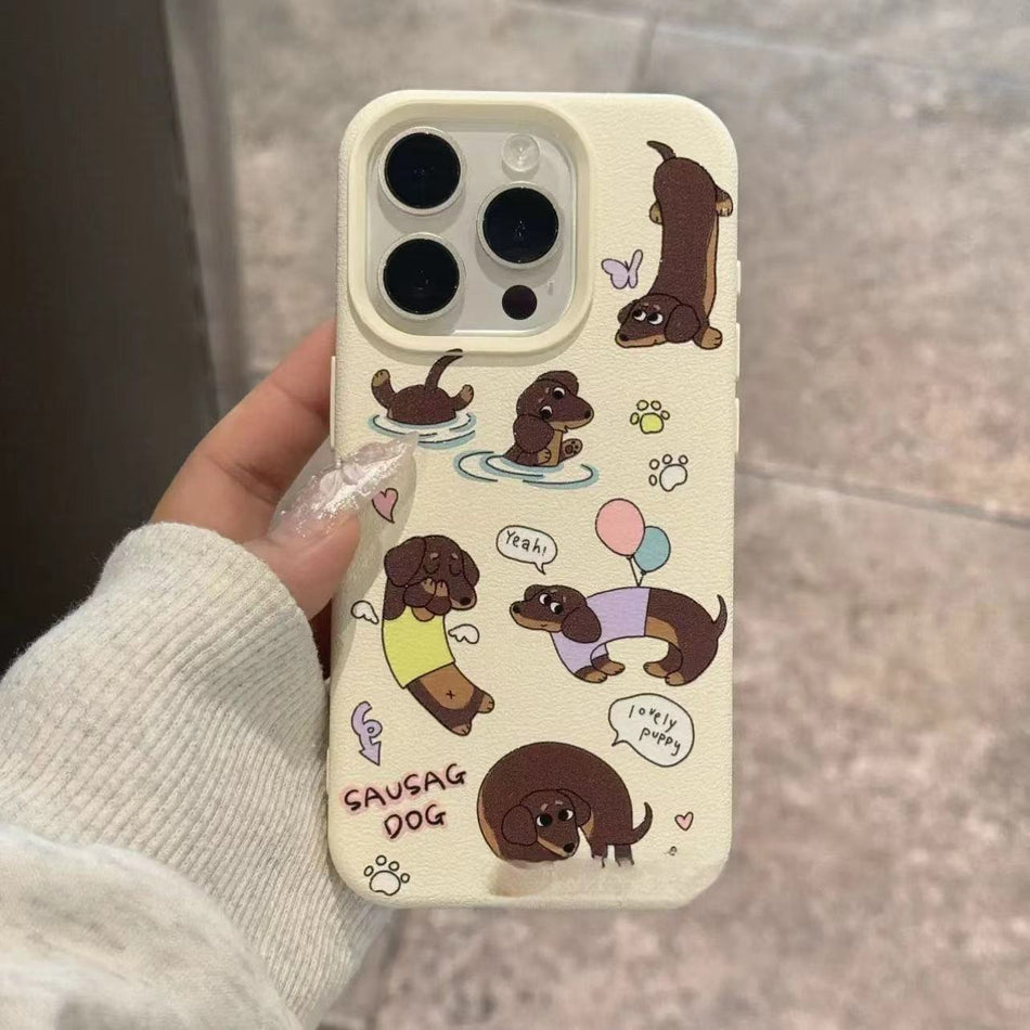 Cartoon Dog Silicone Case for iPhone 16 Pro Max and 15