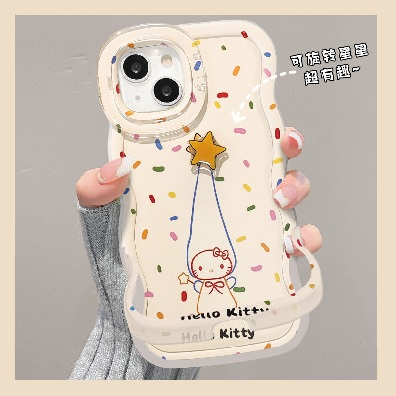 Cute Kitten Transparent Silicone Rotating Stand iPhone Case