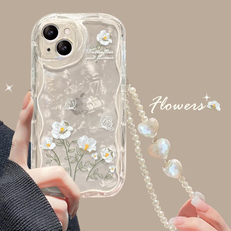 Floral Line Art Bracelet Transparent Silicone iPhone Case
