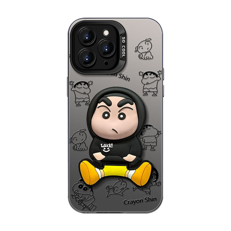Cute Cartoon Silver Frosted Bracket iPhone Case