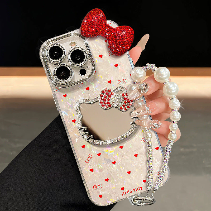 KT Cat Mirror Bracelet Bow Diamond iPhone Case for Girls