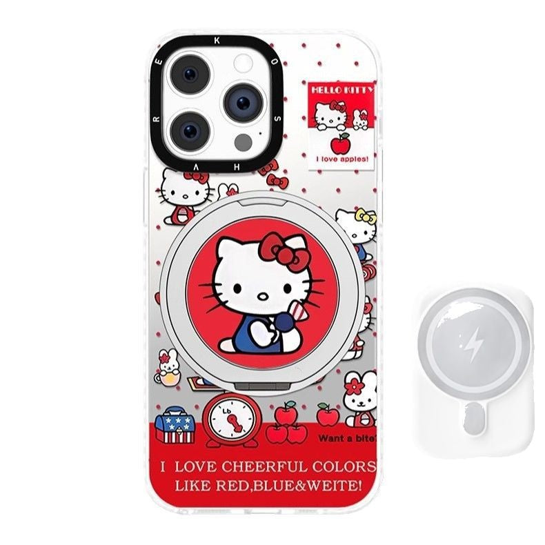 Cute Cat Magnetic Stand Shockproof iPhone Case for Girls