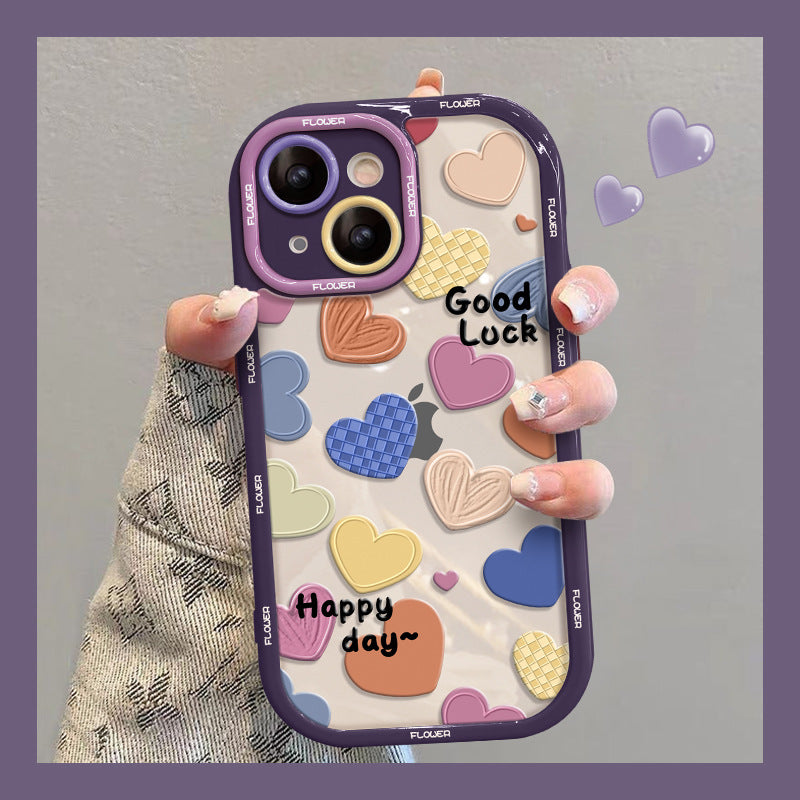 Colorful Heart Transparent Silicone Anti-Drop iPhone Case