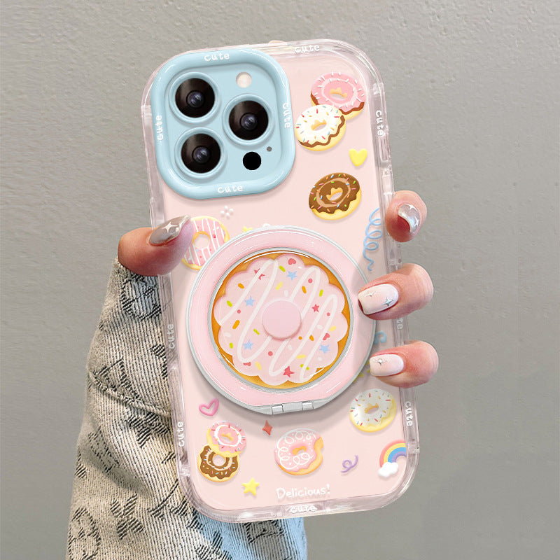 Cute Donut Stand Holder Dopamine iPhone Case for Girls