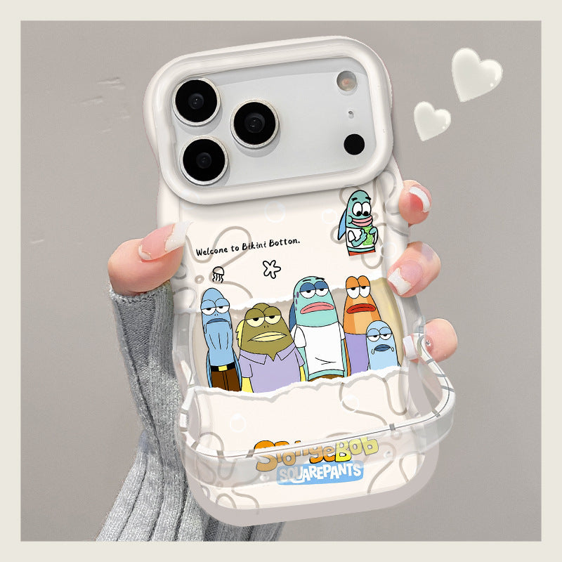 Cute Cartoon Passerby Fish Stand iPhone Case