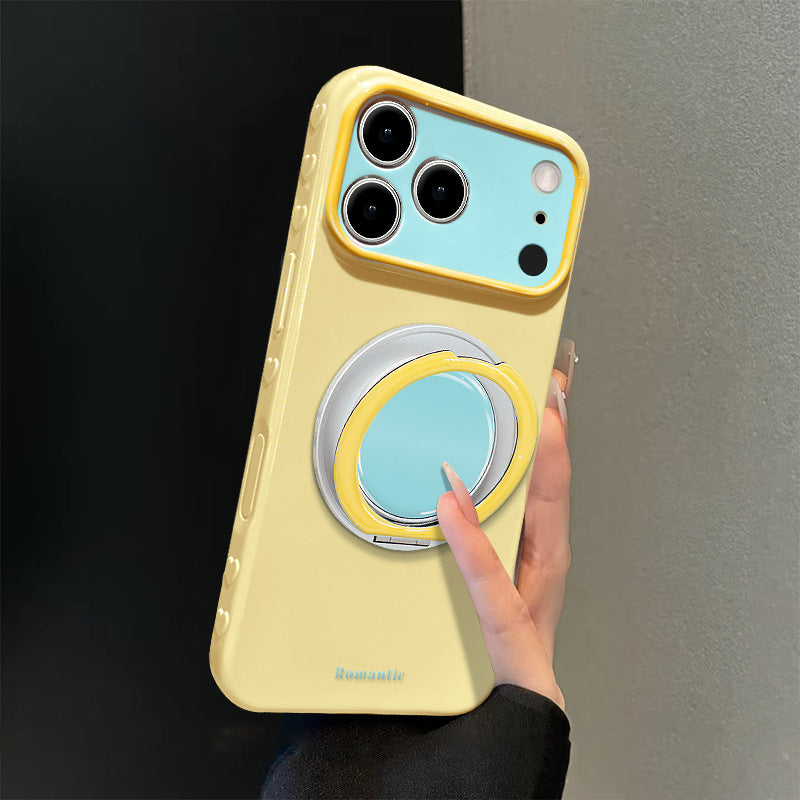 Dopamine Color-Block Rotating Stand Silicone iPhone Case