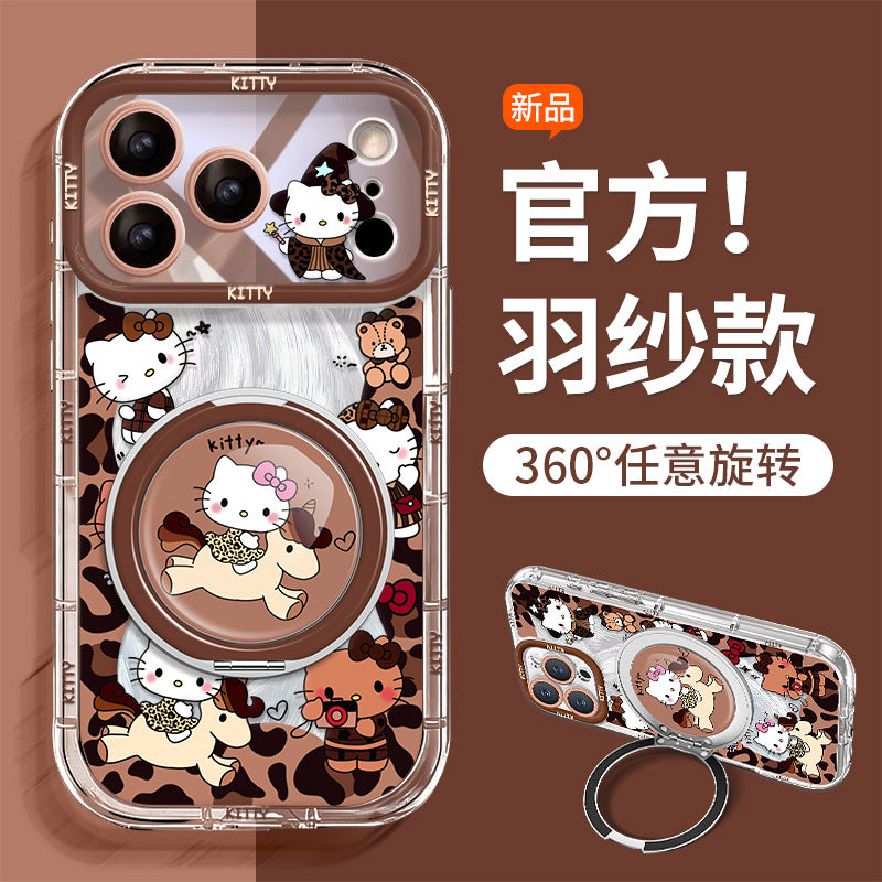 Leopard Print Kitten iPhone Case with Rotating Stand