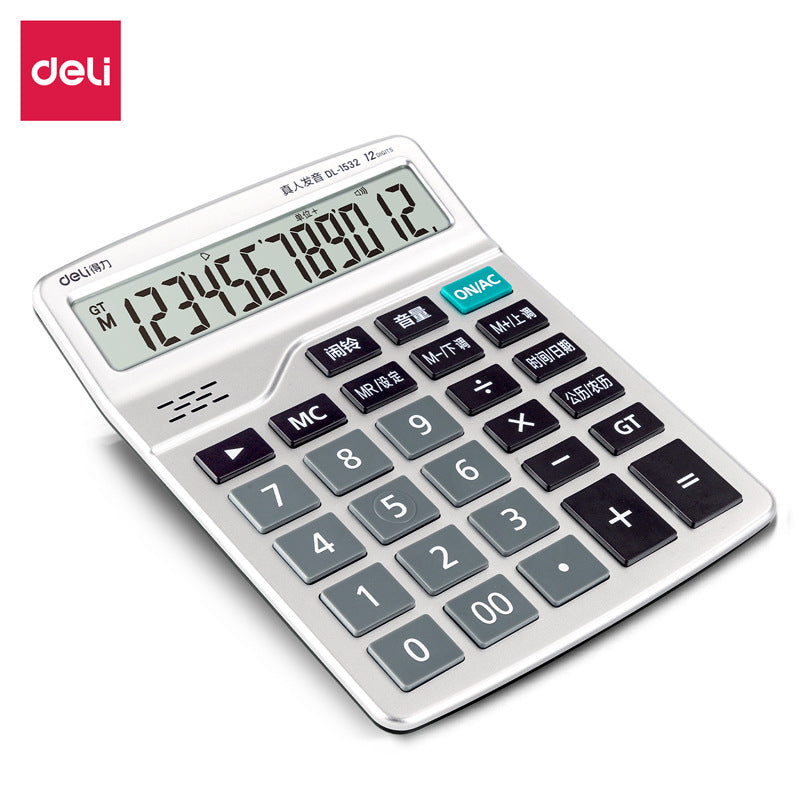 Large Voice Calculator with 12-Digit Display for Office Use