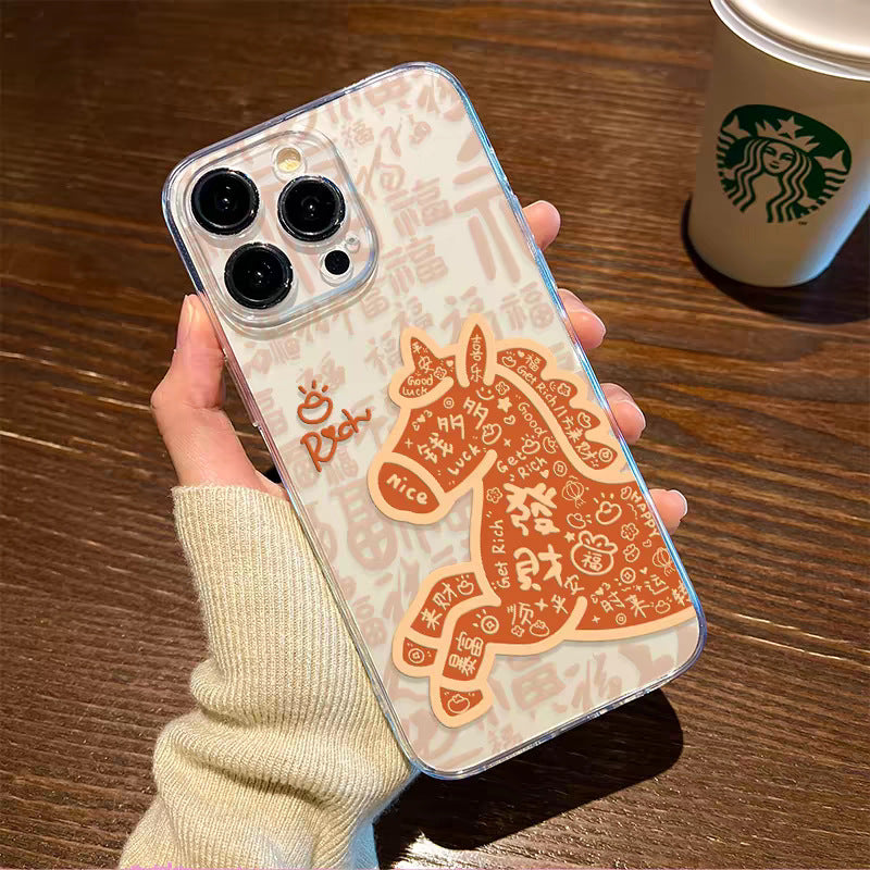 Fortune Transparent Cute Phone Case for Apple 17 Pro Max