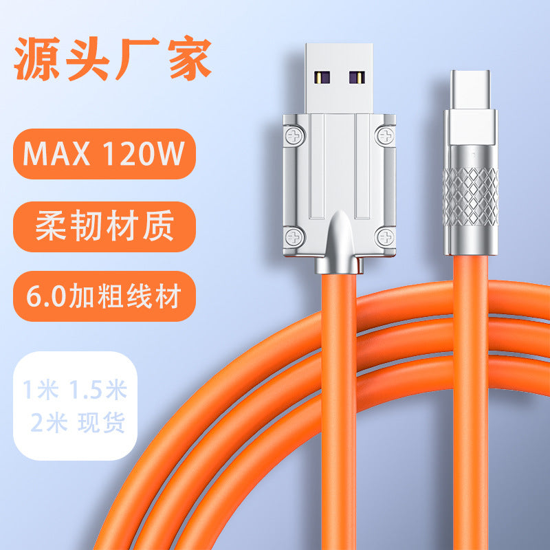 120W Zinc Alloy Fast Charging Data Cable for Android and Apple