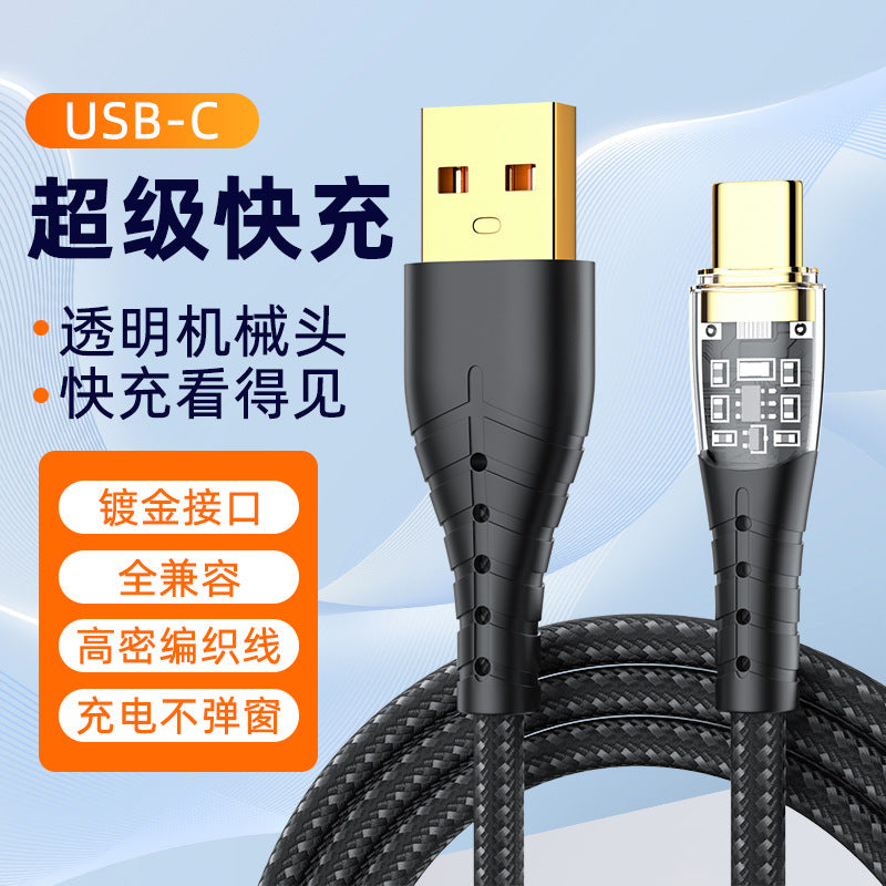 Transparent Fast Charging Data Cable for Android and Apple
