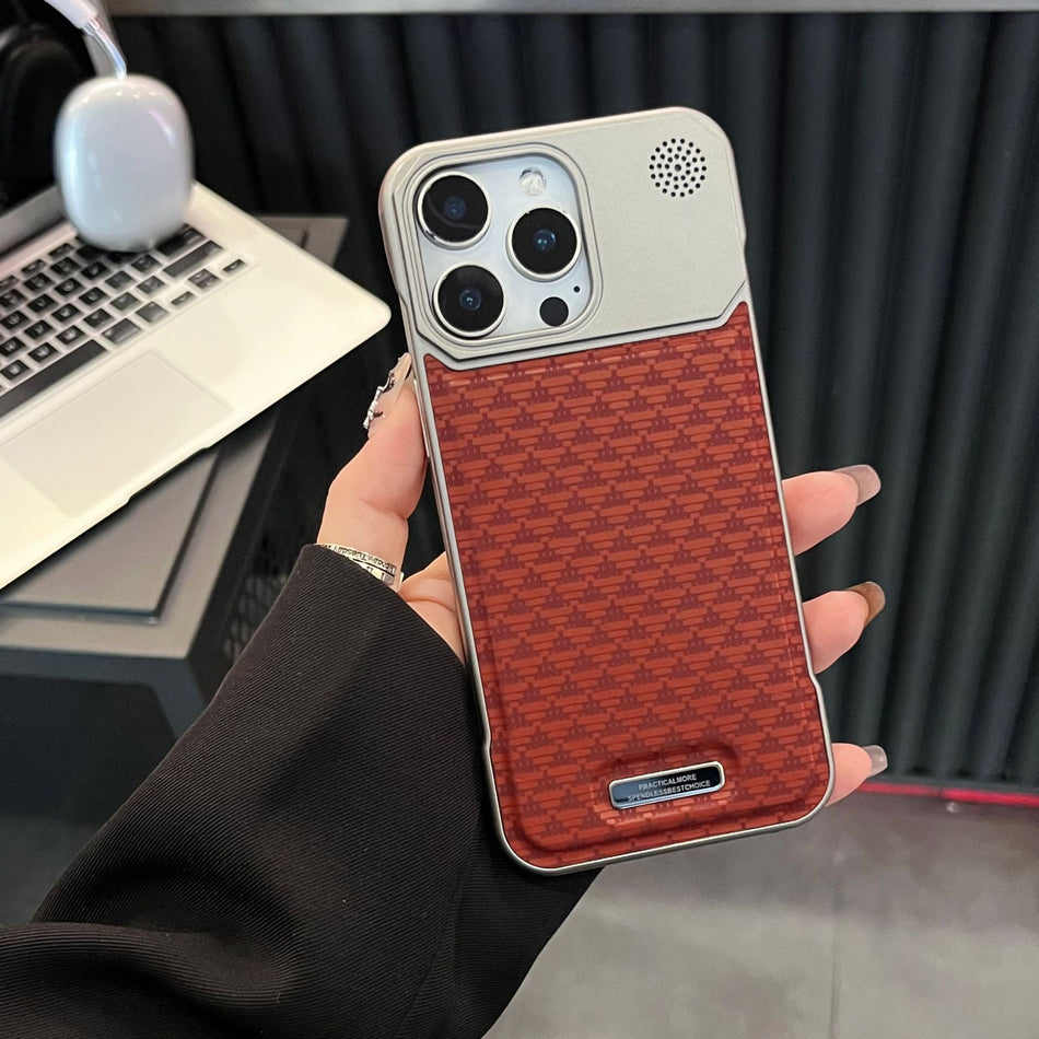 Borderless Plaid Magnetic Leather Case for iPhone 17 Pro Max