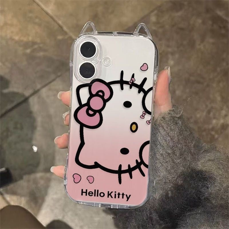 Korean Cat Ear TPU Phone Case for iPhone 15 16 Pro 17 Pro Max