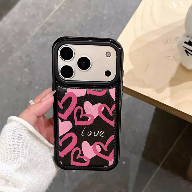 Pink Heart Phone Case for iPhone 15 16 Pro 17 Pro Max