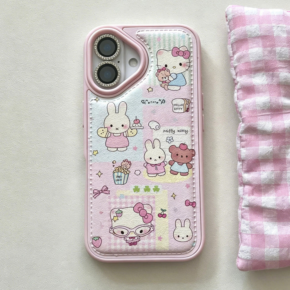 Cute Bunny KT Phone Case for iPhone 15 16 Pro 17 Pro Max