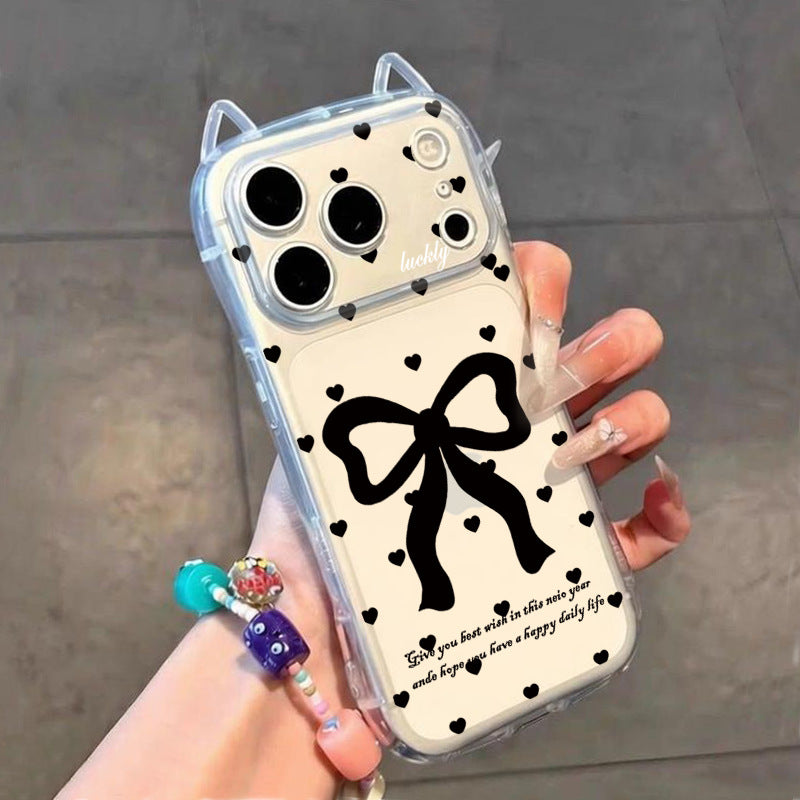 Korean Cat Ear TPU Phone Case for iPhone 15 16 Pro 17 Pro Max