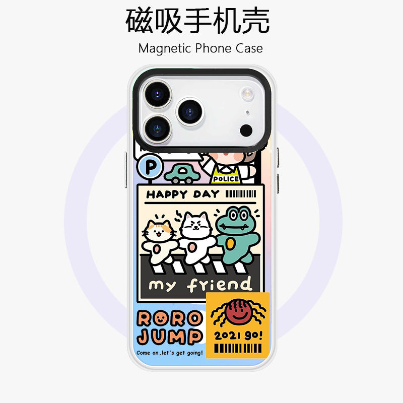 Colorful Laser Magnetic Phone Case for iPhone 15 16 Pro