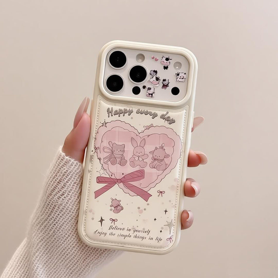 Cute Bow Bunny Phone Case for iPhone 15 16 Pro 17 Pro Max