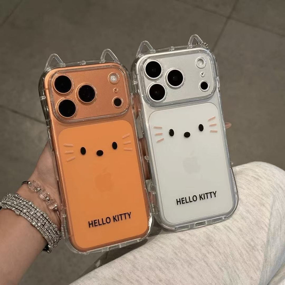 Korean Cat Ear TPU Phone Case for iPhone 15 16 Pro 17 Pro Max