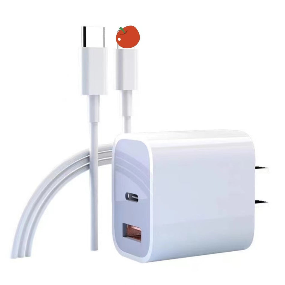 Dual Port 20W Fast Charger with USB-C and USB-A Connections