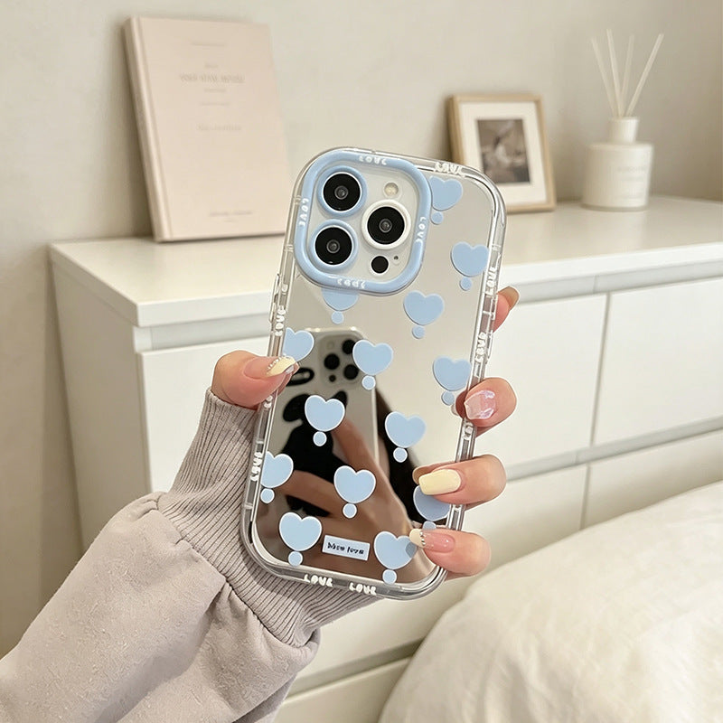 Heart Design Makeup Mirror Anti-Drop Phone Case for Apple