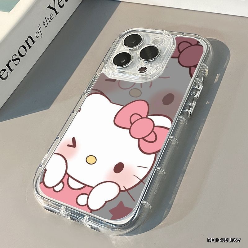 Korean-Style Cartoon Makeup Mirror Cream Phone Case for Apple