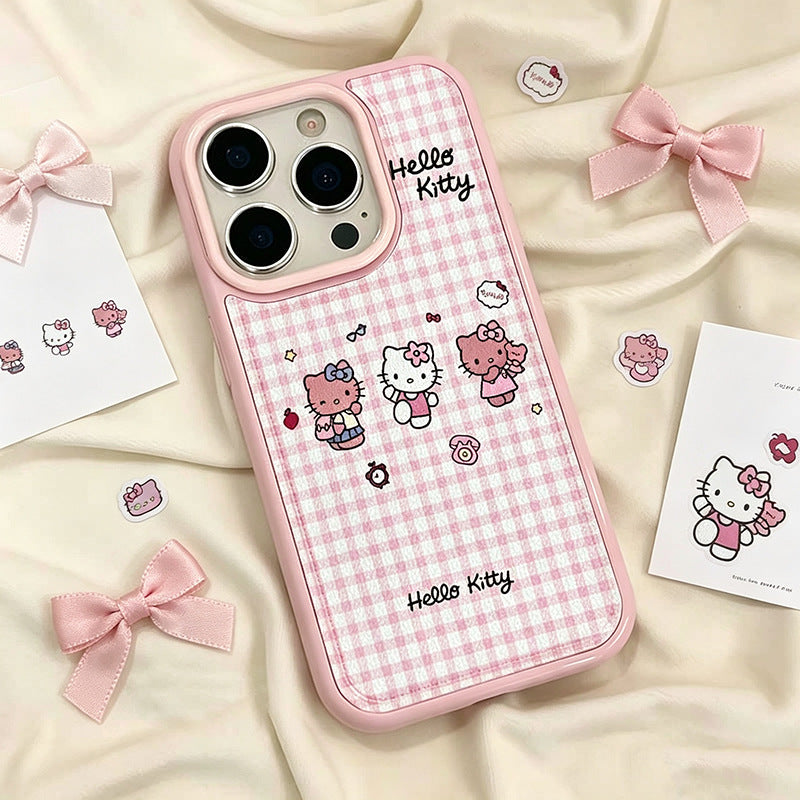 Cartoon Kitty Leather Raised Phone Case with Large Openings