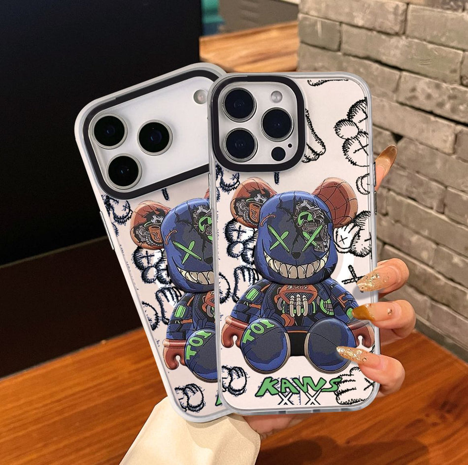 Cartoon Bear Magnetic Anti-Drop IMD Phone Case for Apple