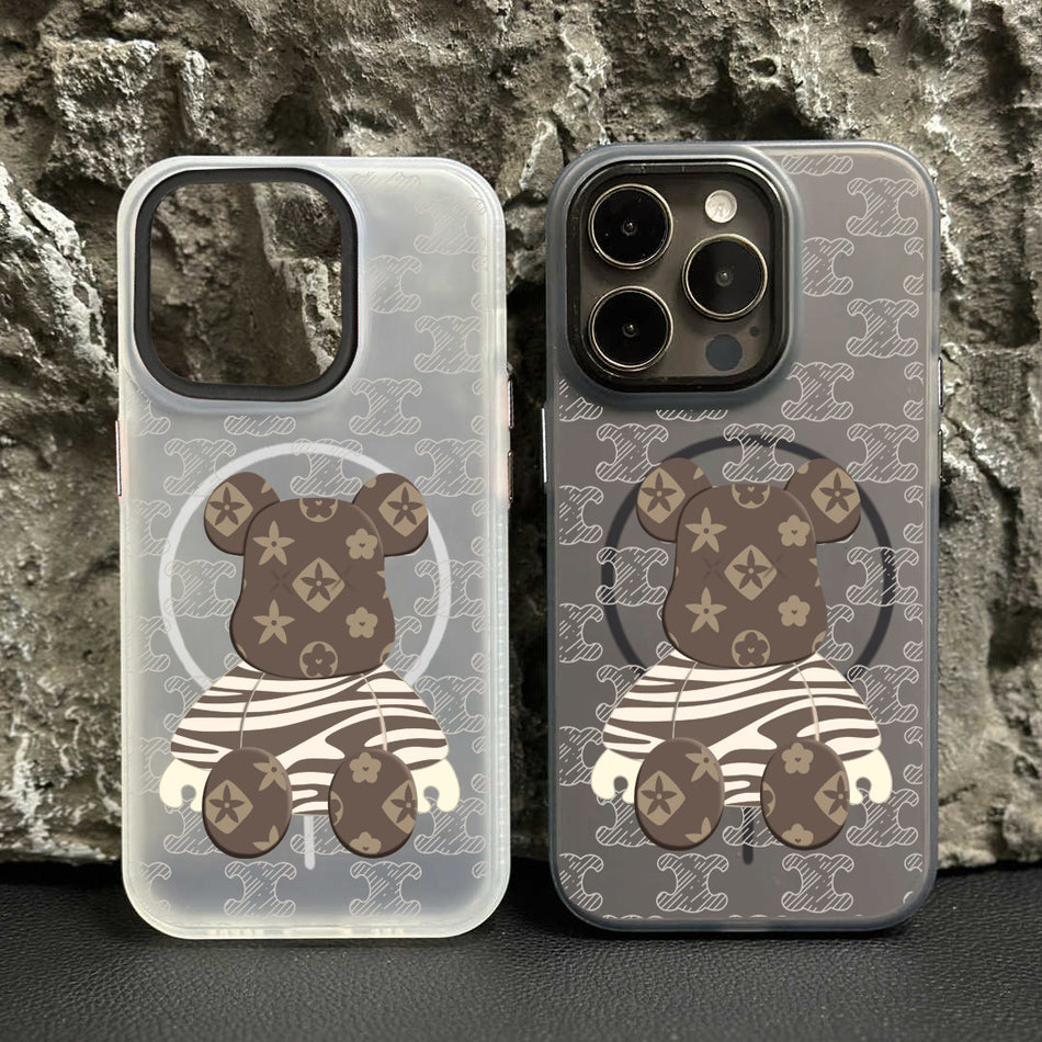 Cartoon Bear Magnetic Anti-Drop Phone Case for Apple