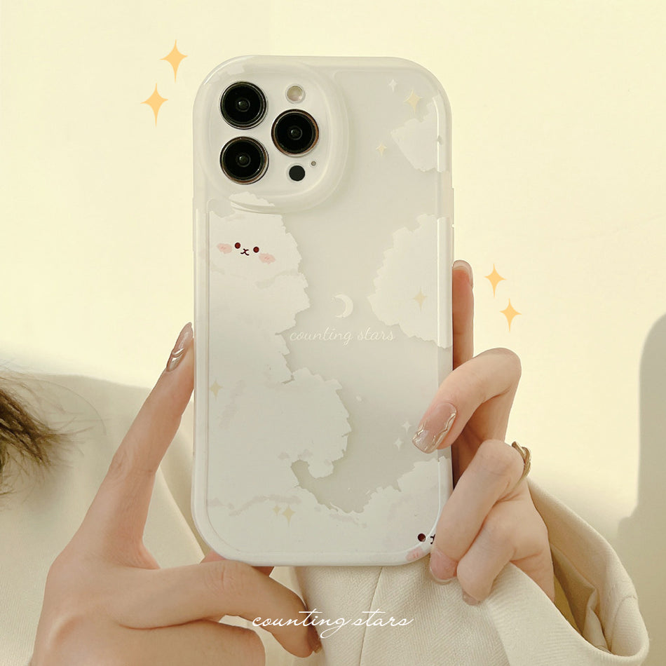 Transparent White Cloud Soft Case for iPhone 18