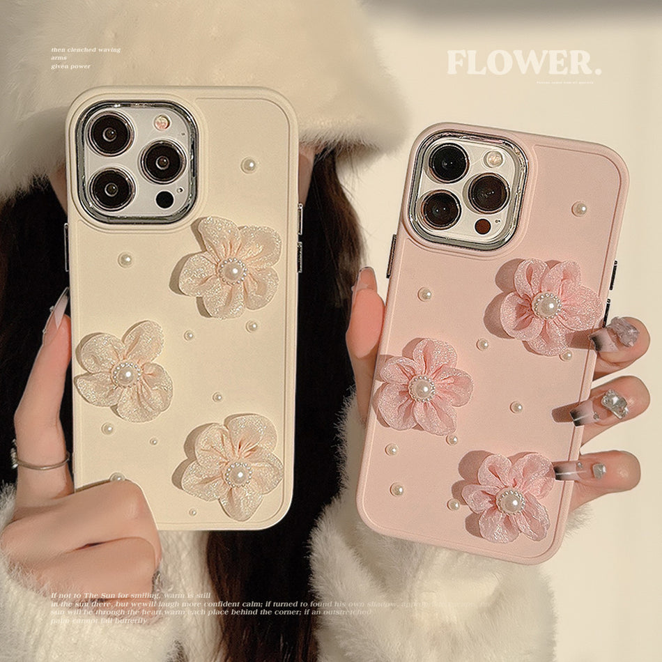 Pearl Lace Flower Three-Dimensional Case for iPhone 17