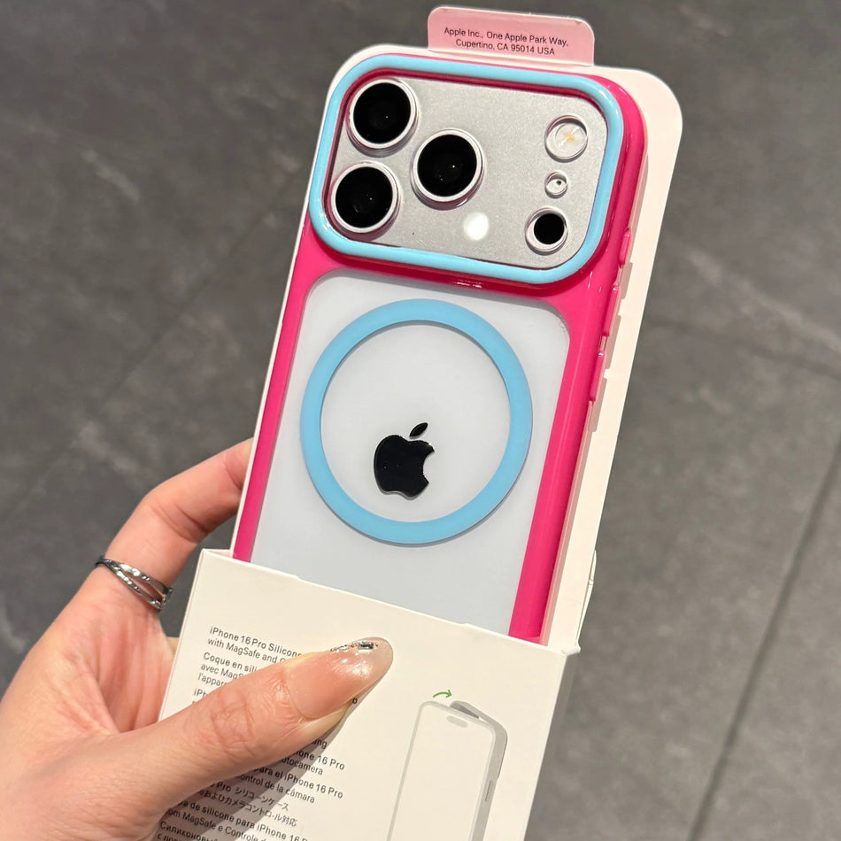 Contrasting Color Clear Magnetic Phone Case for iPhone 17 Pro