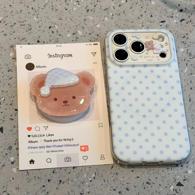 Polka Dot Bear Stand Phone Case for iPhone 17 Pro Max