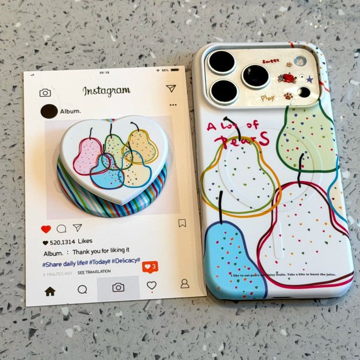 Colorful Line Pear-Shaped Magnetic Phone Case for iPhone 17 Pro Max