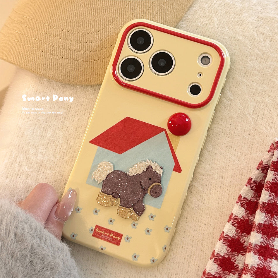 Red Sun Little Pony 3D Cartoon Phone Case for iPhone Pro Max