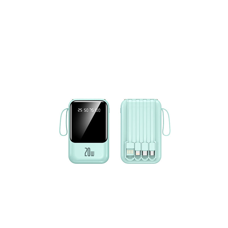 Mini 20000mAh Power Bank – Built-in Cables, Custom Gift