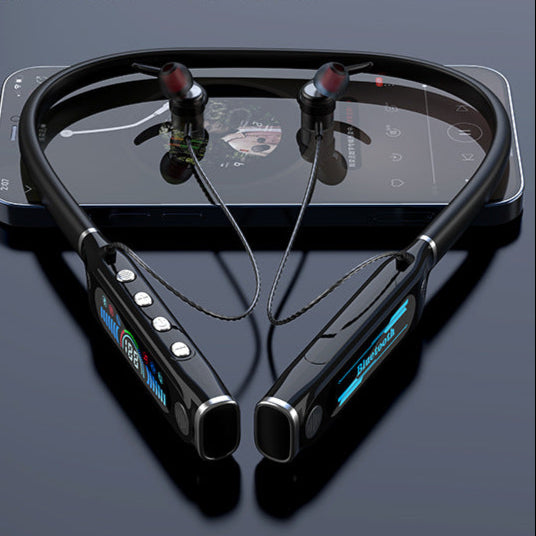 Neck Hanging Bluetooth Headset with Power Display & Noise Reduction