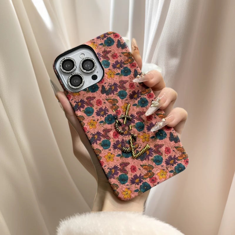 Cork Material Butterfly Trendy iPhone Case