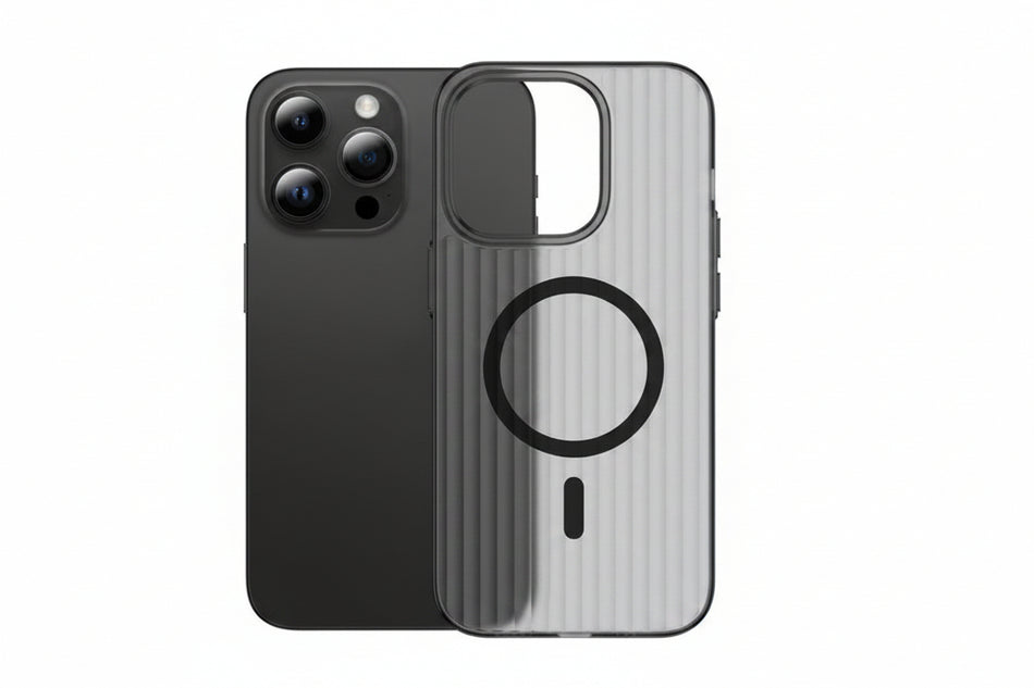Magnetic Frosted Transparent Phone Case for iPhone with Grip Design