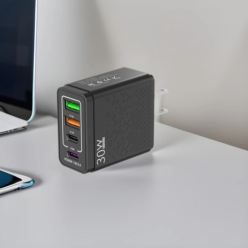 30W PD Fast Charger 2U+2C Multi-Port Head