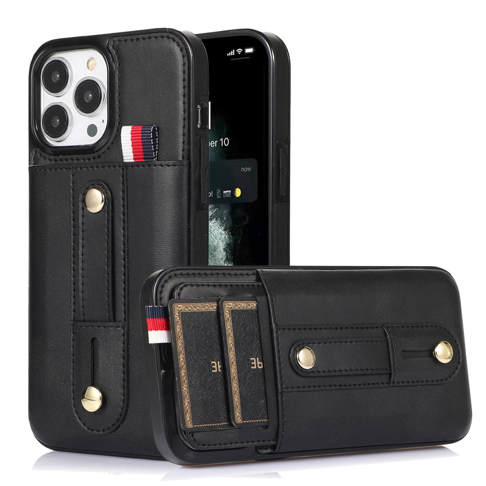 Ring Leather Phone Case with Card Clip